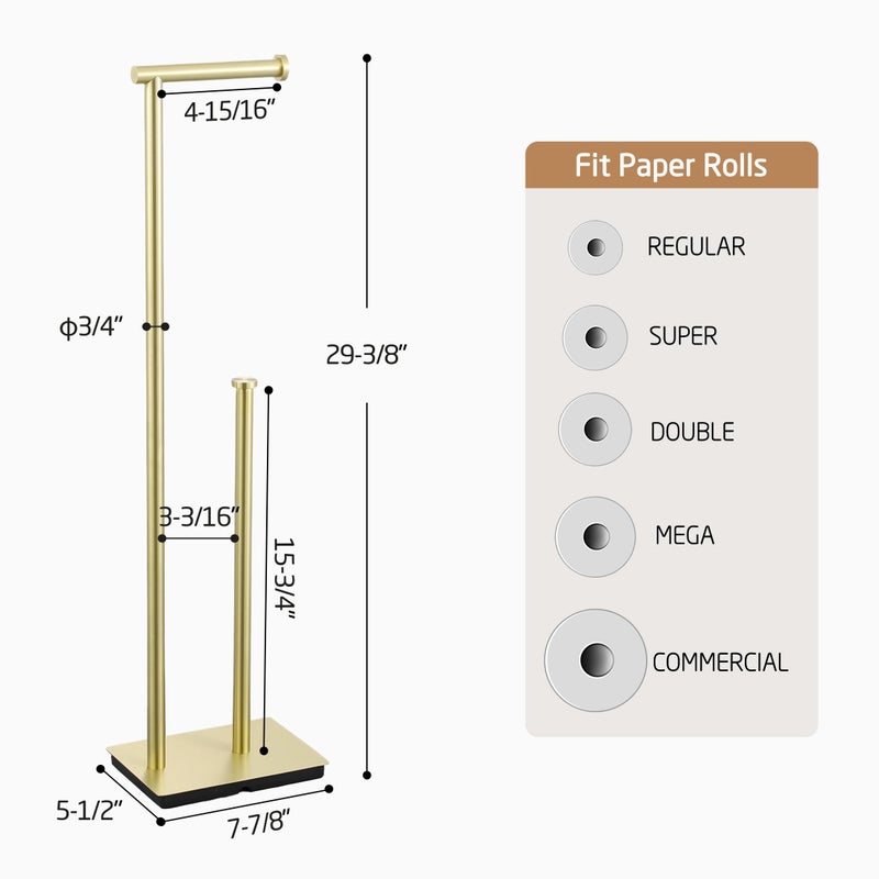 KES Free Standing Bathroom Toilet Paper Roll Holder, Toilet Paper Holder Stand with Weighted Base SUS304 Stainless Steel Brushed Gold, BPH286S1B-BZ - Image 5